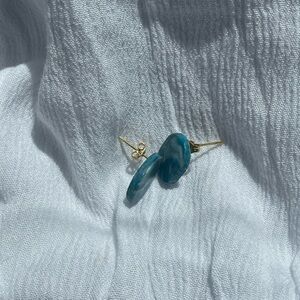 Handmade Blue and Grey Small Clay Oval Stud Earrings